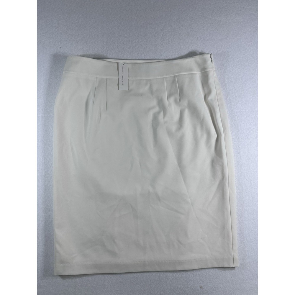 NEW YORK & COMPANY White Stretch Pencil Skirt Size 14 NWT Career Business Casual